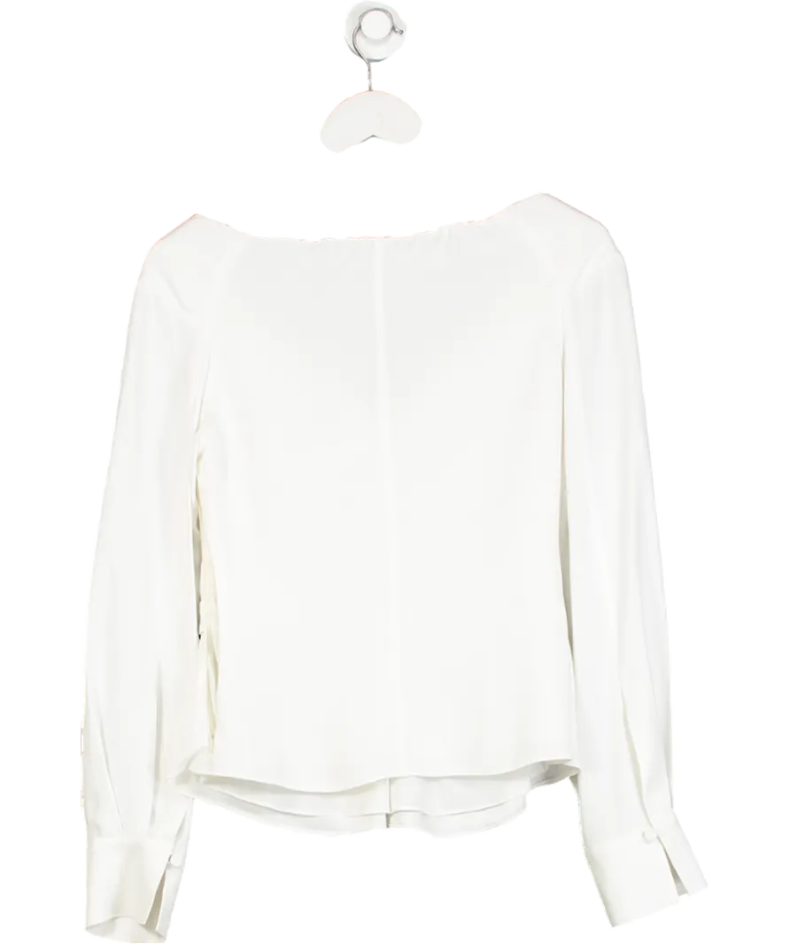Altuzarra White Twist Neck Peplum Long Sleeve Top UK 8