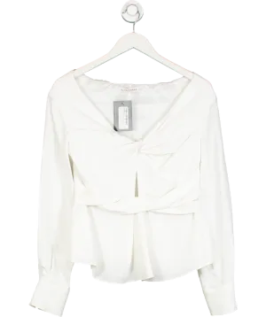Altuzarra White Twist Neck Peplum Long Sleeve Top UK 8