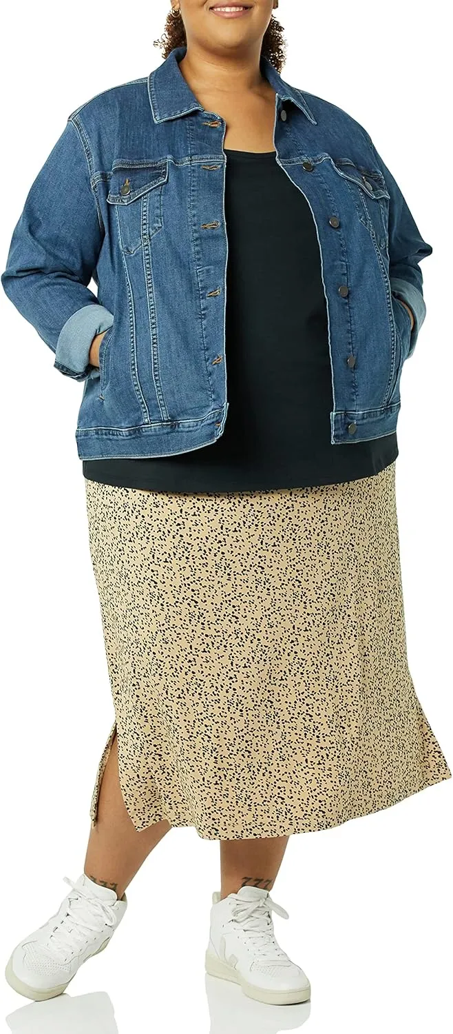 Amazon Essentials Women's Pull-On Knit Midi Skirt (Available in Plus Size)