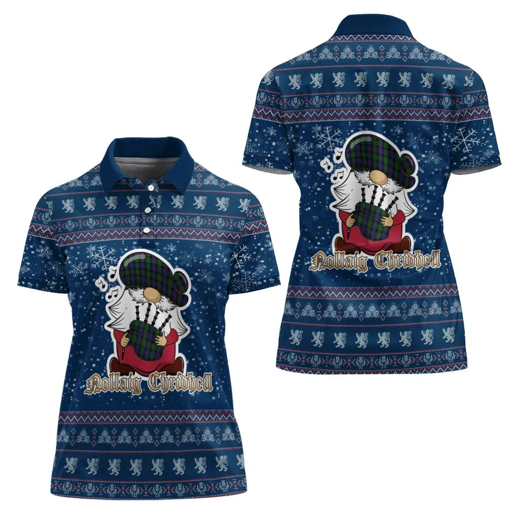Blair Clan Christmas Family Polo Shirt with Funny Gnome Playing Bagpipes