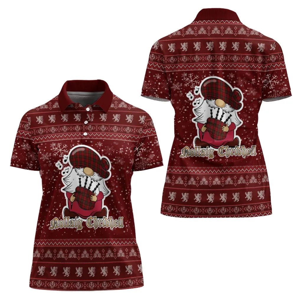 Brodie Clan Christmas Family Polo Shirt with Funny Gnome Playing Bagpipes