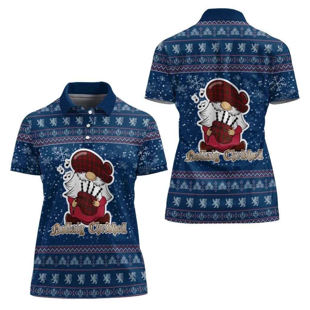 Brodie Clan Christmas Family Polo Shirt with Funny Gnome Playing Bagpipes