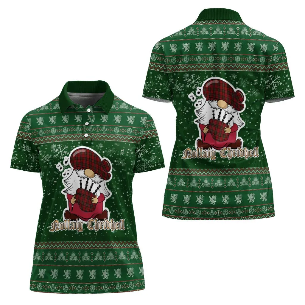 Brodie Clan Christmas Family Polo Shirt with Funny Gnome Playing Bagpipes