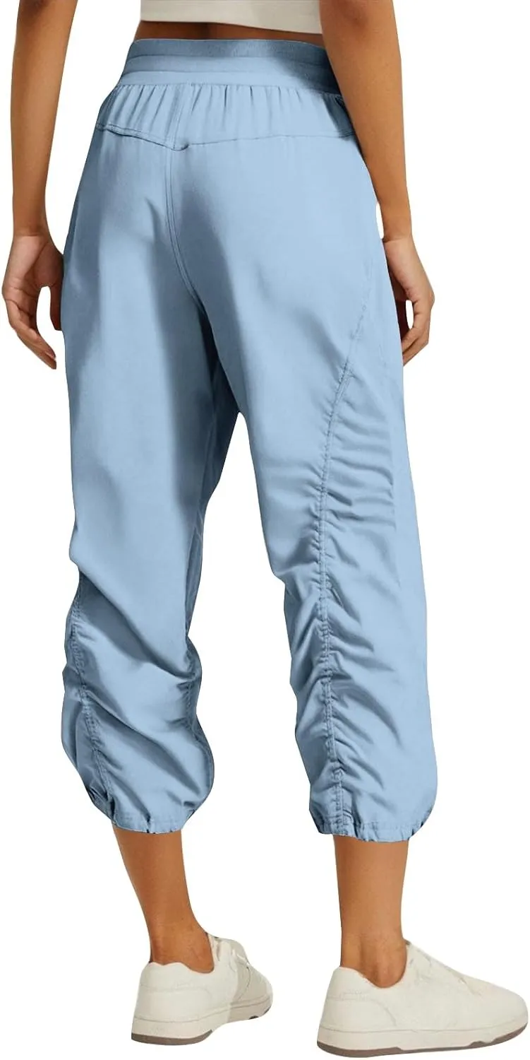 Capri Pants for Women Lightweight Quick-Dry Capris Outdoor Drawstring Hiking Pants with Pockets Soft Cargo Capris