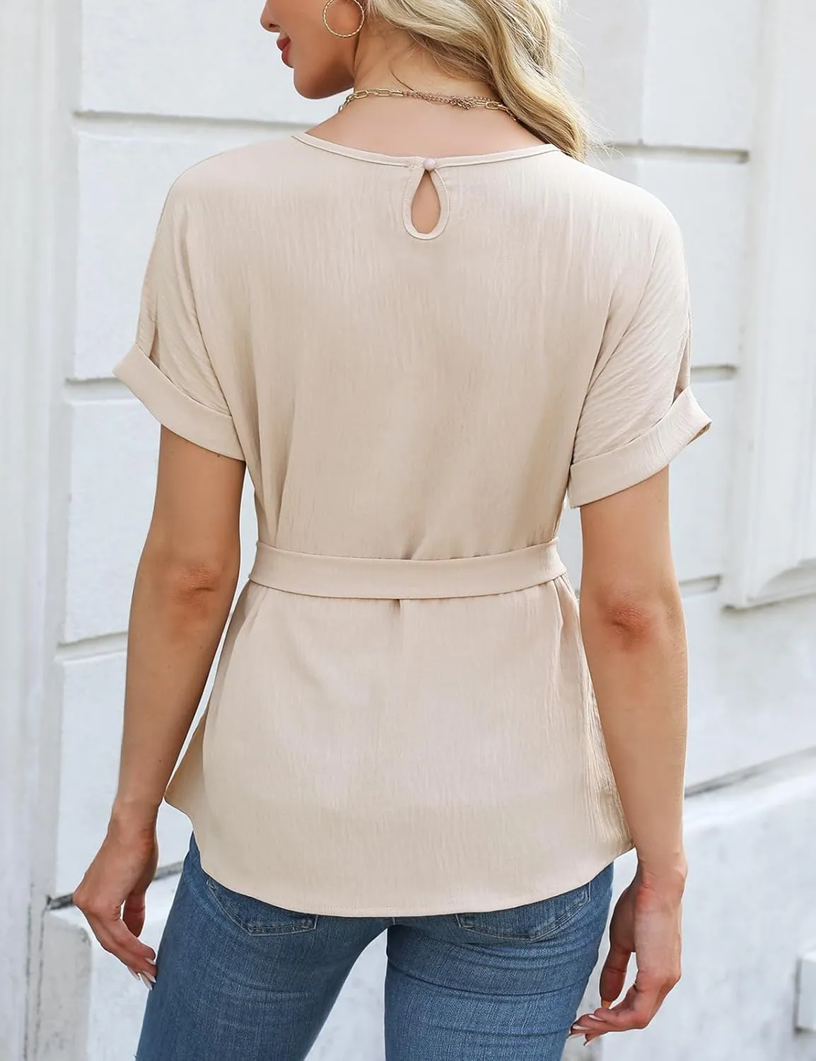 CiCiBird Women Dressy Casual Blouses Summer Peplum Tops Work Pleated Blouse