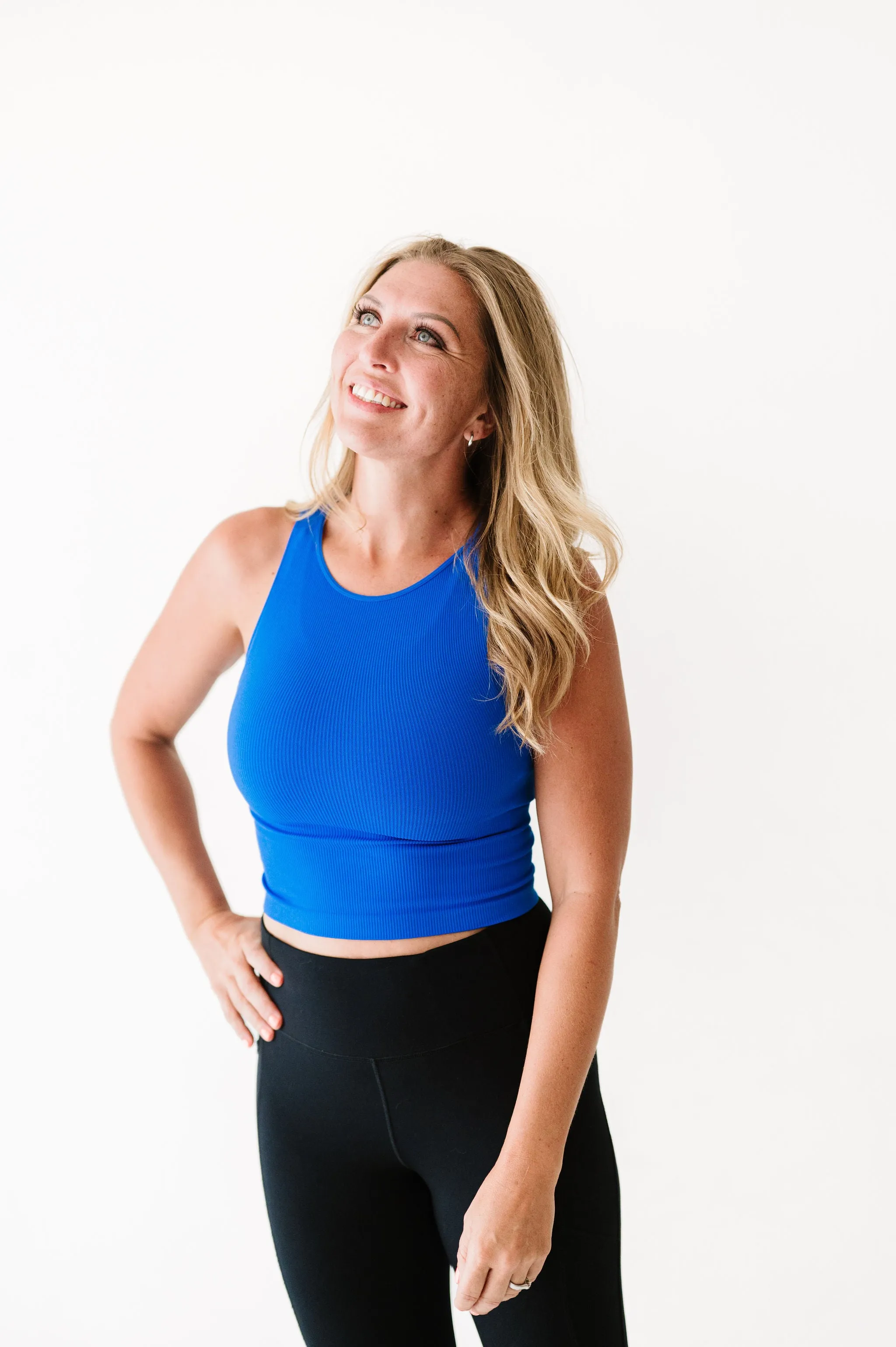 Cropped Ribbed High Neck - Royal Blue