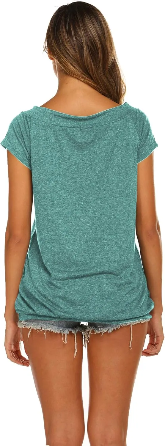 Halife Women's Off The Shoulder Tops Summer Casual Short Sleeve T Shirts