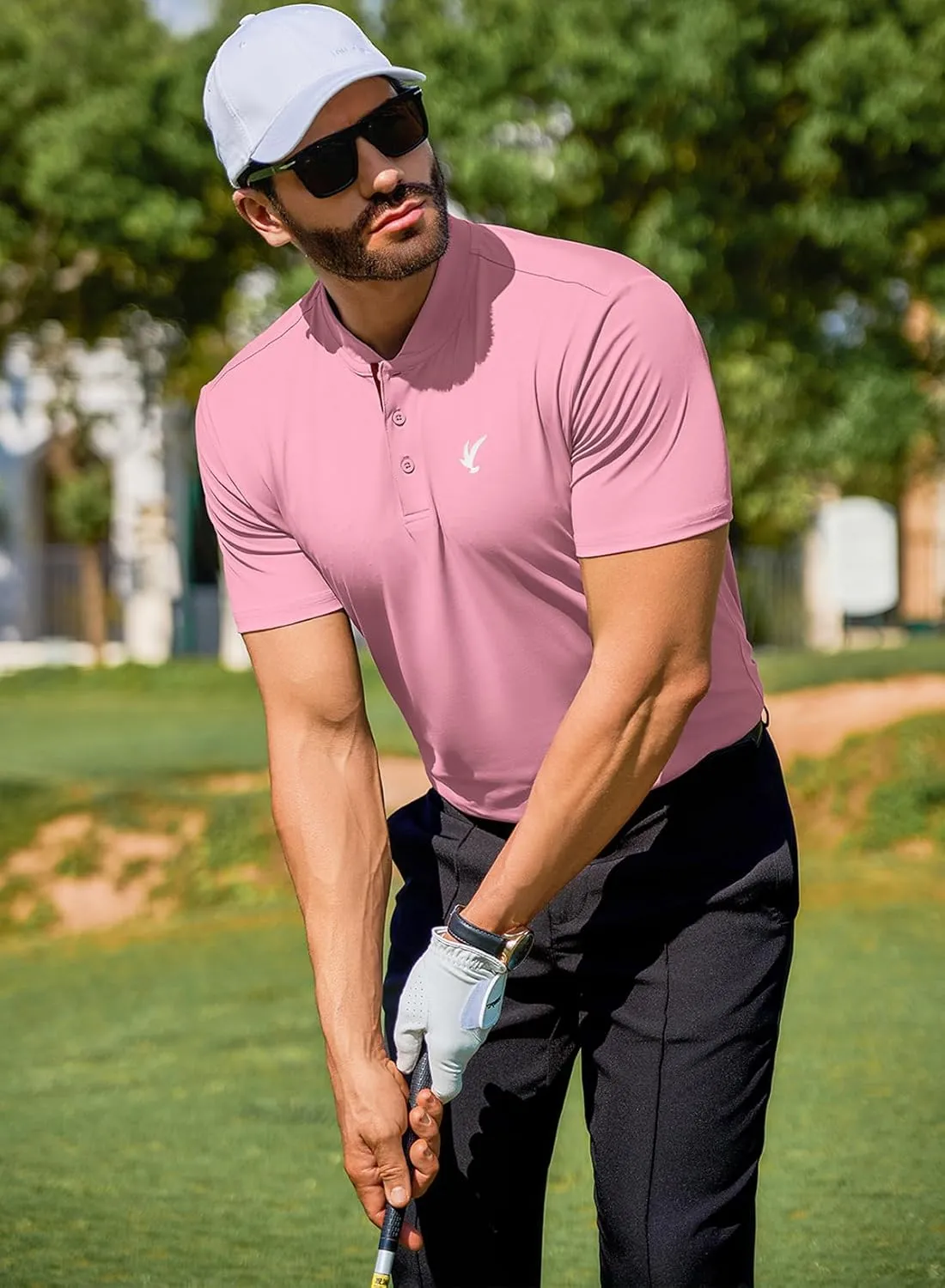 JMIERR Men's Polo Henley Shirt Moisture Wicking Quick Dry Summer Casual Short Sleeve Golf Polo T Shirts