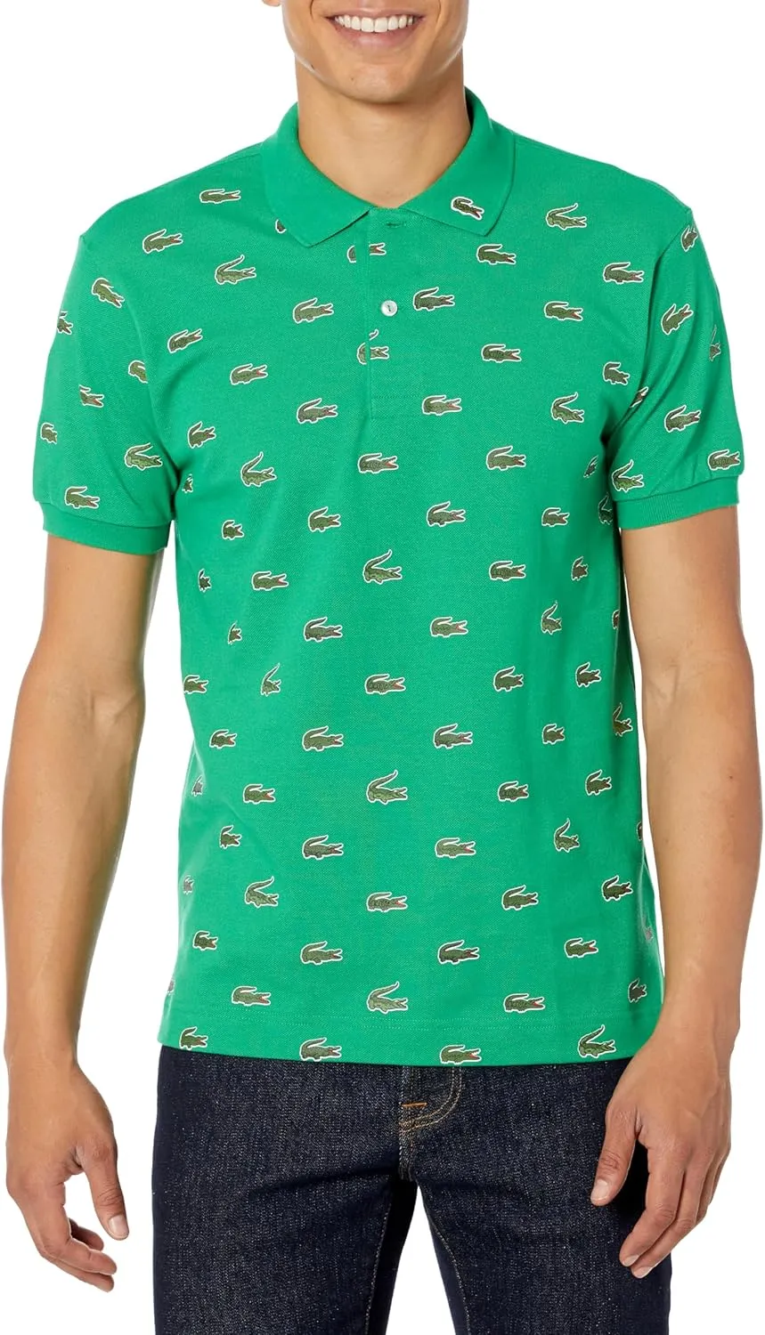 Lacoste Mens Short Sleeve Allover Croc Polo Shirt