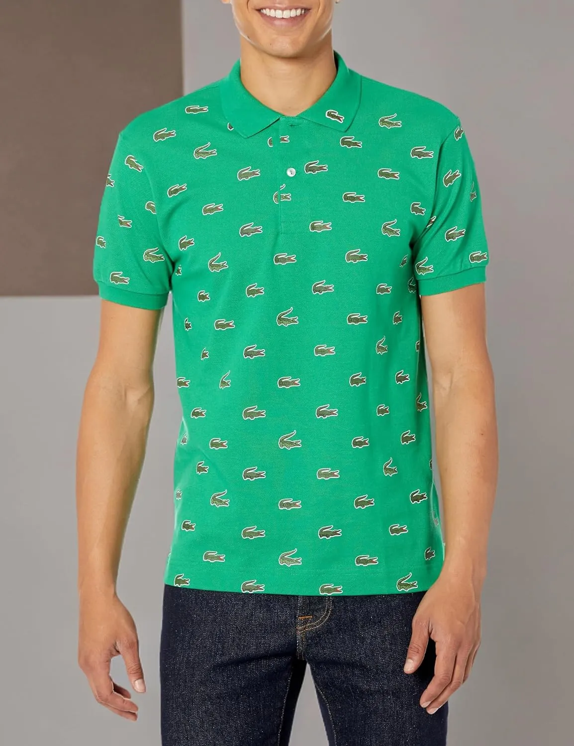 Lacoste Mens Short Sleeve Allover Croc Polo Shirt