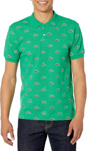 Lacoste Mens Short Sleeve Allover Croc Polo Shirt
