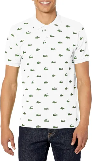 Lacoste Mens Short Sleeve Allover Croc Polo Shirt