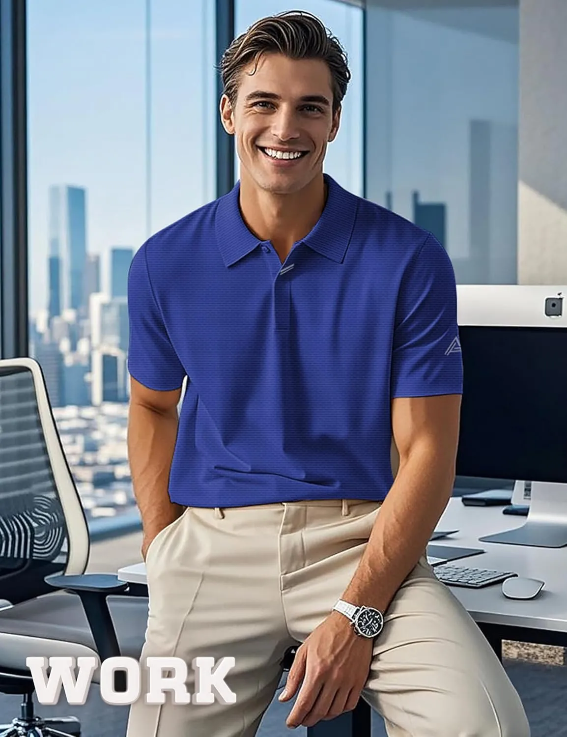 Lzzidou Polo Shirts for Men Short Sleeve Golf Polo Shirts Stretch Moisture Wicking Performance Athletic Tees