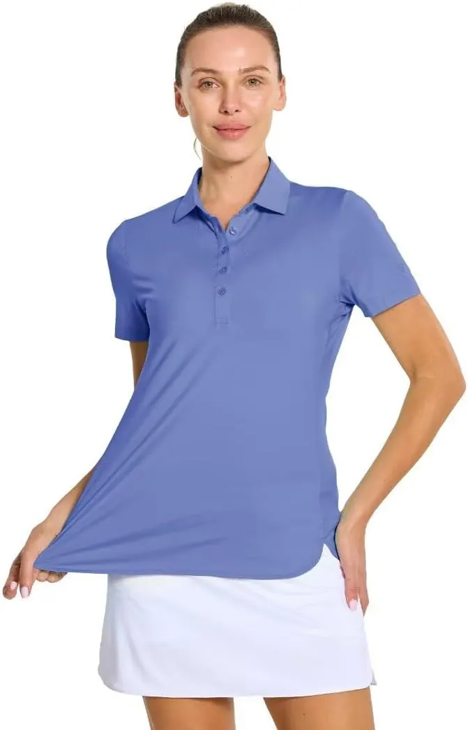 M MAELREG Womens Golf Shirt Short Sleeve 5 Buttons Quick Dry Casual Solid Moisture Wicking Tennis Polo Shirts for Women
