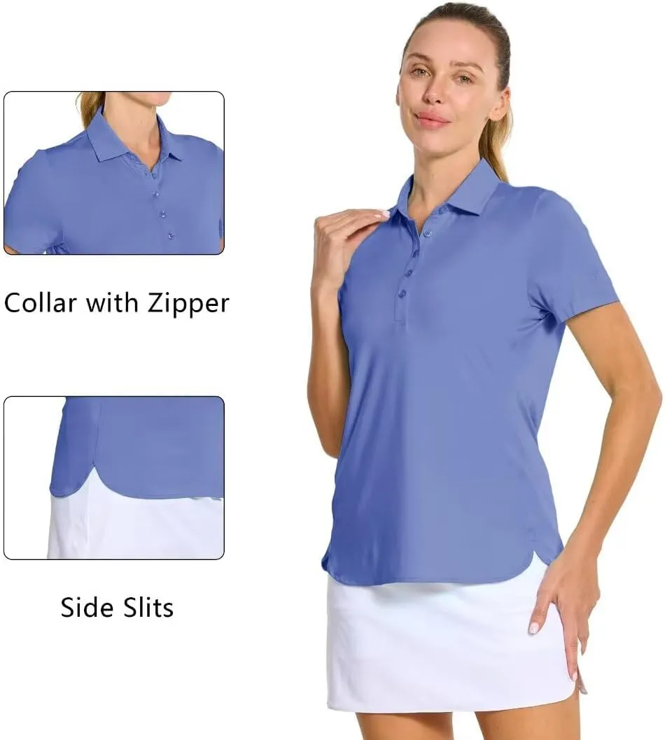 M MAELREG Womens Golf Shirt Short Sleeve 5 Buttons Quick Dry Casual Solid Moisture Wicking Tennis Polo Shirts for Women