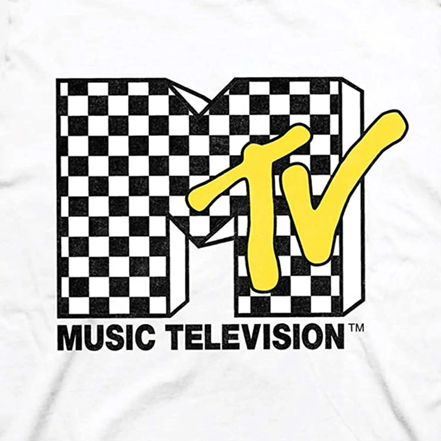 MTV Mens Shirt with Checkerboard - #TBT Mens 1980's 1990'S Clothing - I Want My Music Television T-Shirt