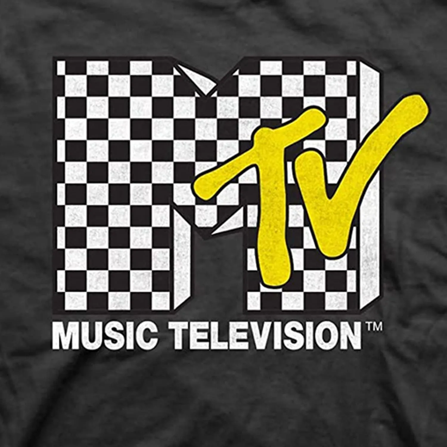 MTV Mens Shirt with Checkerboard - #TBT Mens 1980's 1990'S Clothing - I Want My Music Television T-Shirt