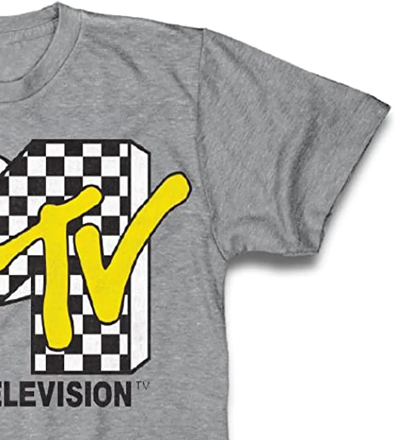 MTV Mens Shirt with Checkerboard - #TBT Mens 1980's 1990'S Clothing - I Want My Music Television T-Shirt