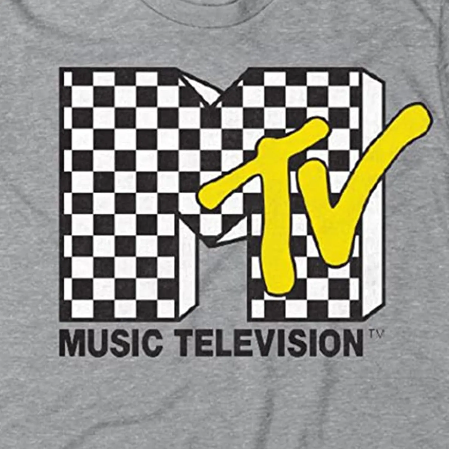 MTV Mens Shirt with Checkerboard - #TBT Mens 1980's 1990'S Clothing - I Want My Music Television T-Shirt