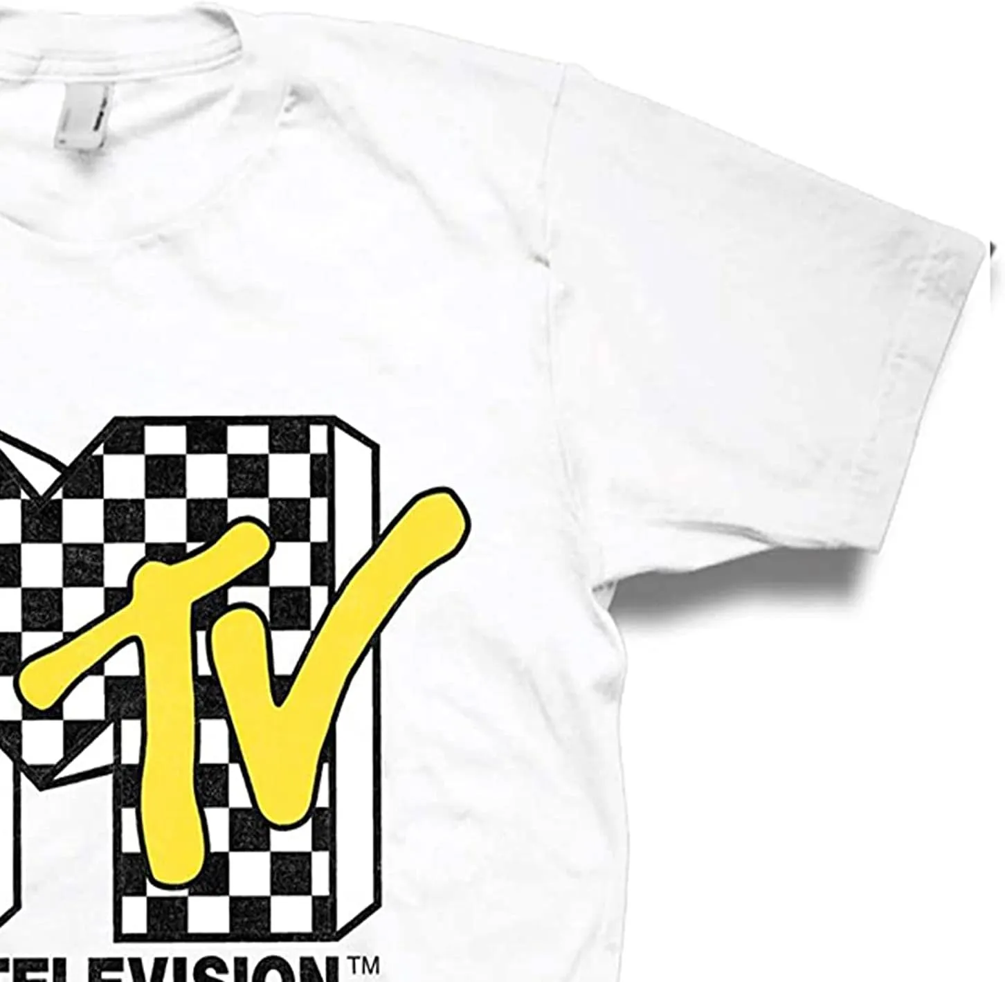 MTV Mens Shirt with Checkerboard - #TBT Mens 1980's 1990'S Clothing - I Want My Music Television T-Shirt