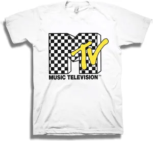 MTV Mens Shirt with Checkerboard - #TBT Mens 1980's 1990'S Clothing - I Want My Music Television T-Shirt