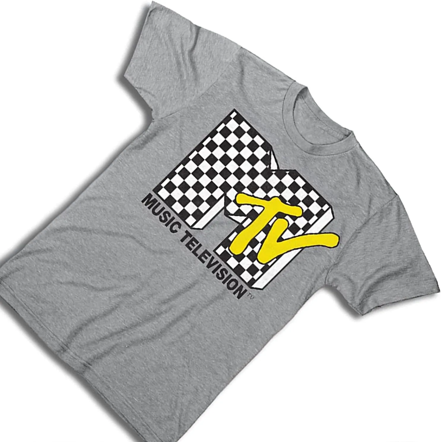 MTV Mens Shirt with Checkerboard - #TBT Mens 1980's 1990'S Clothing - I Want My Music Television T-Shirt