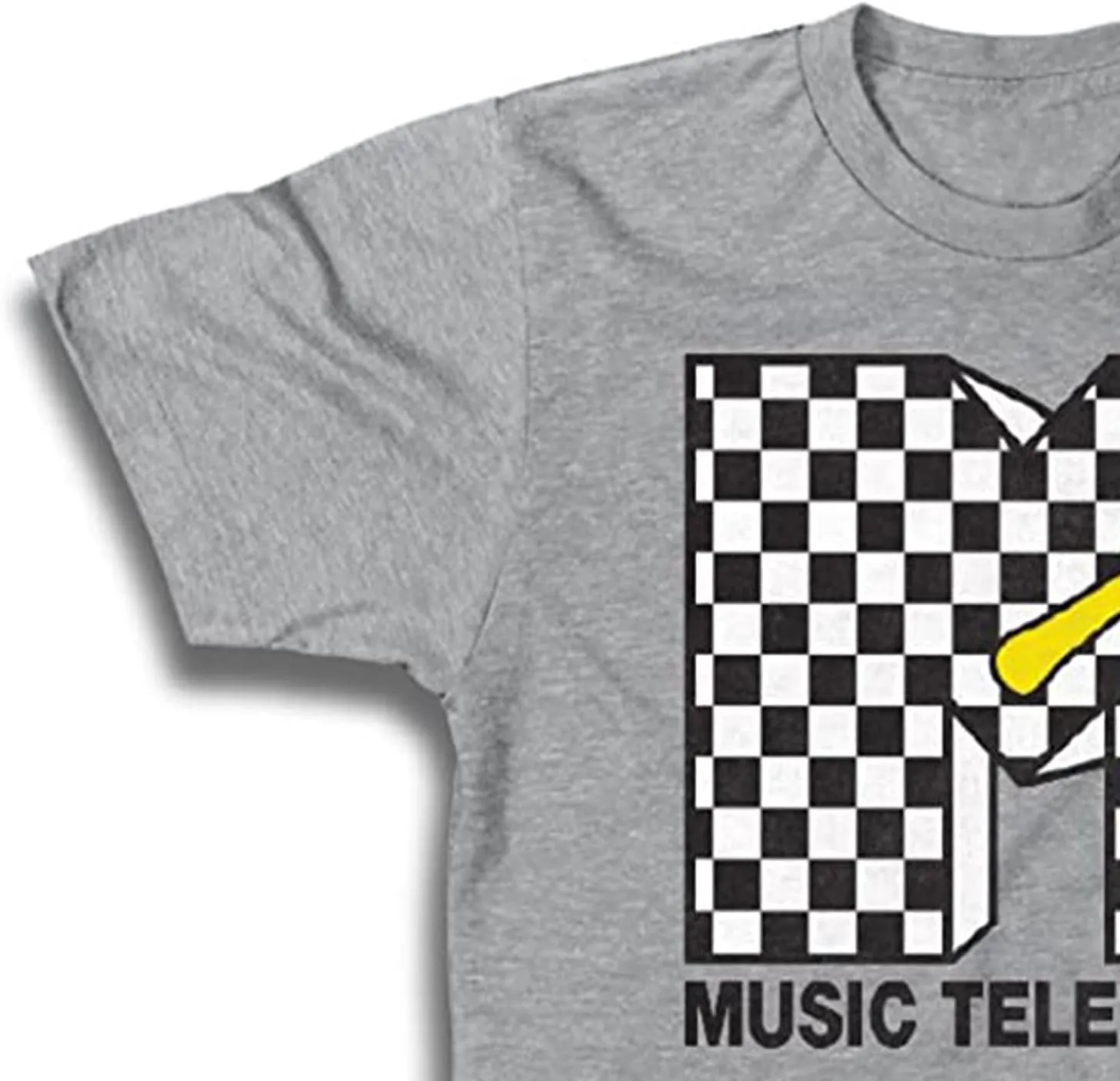 MTV Mens Shirt with Checkerboard - #TBT Mens 1980's 1990'S Clothing - I Want My Music Television T-Shirt