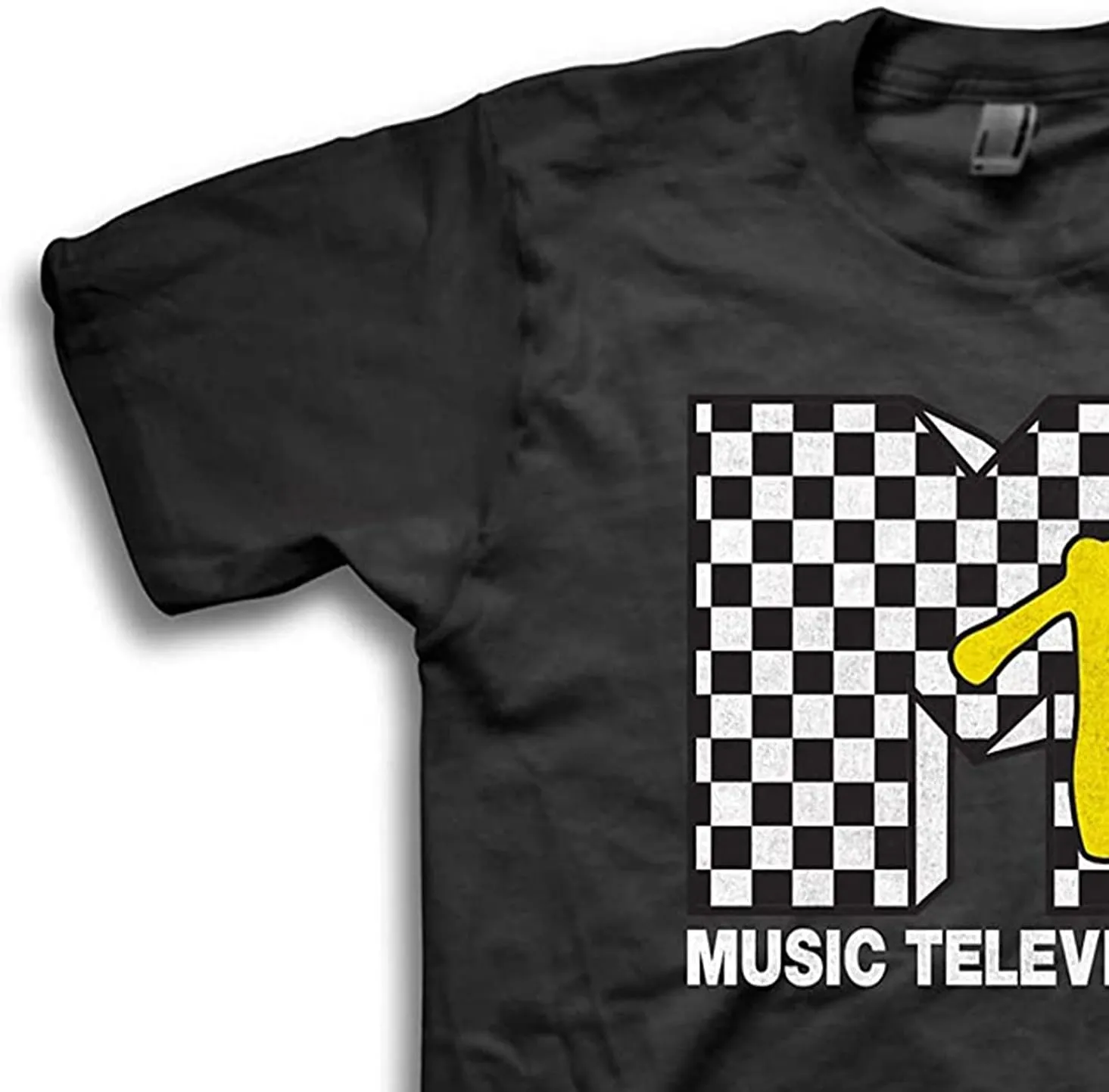 MTV Mens Shirt with Checkerboard - #TBT Mens 1980's 1990'S Clothing - I Want My Music Television T-Shirt