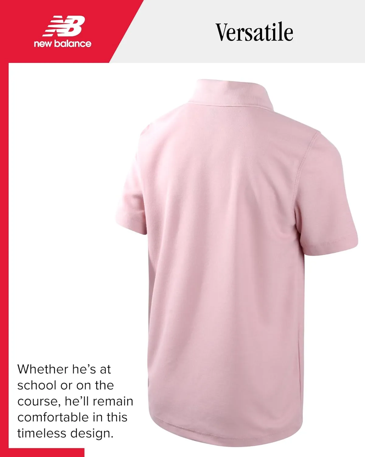 New Balance Boys' Polo T-Shirt - Short Sleeve Dry Fit Shirt for Boys' - Performance Collared Golf Shirt (8-20)