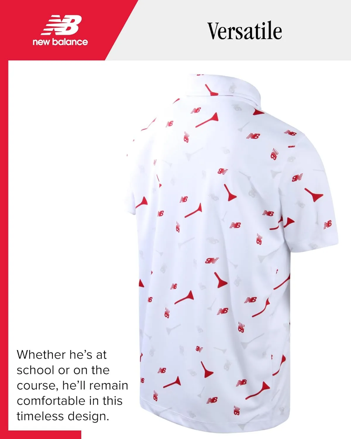 New Balance Boys' Polo T-Shirt - Short Sleeve Dry Fit Shirt for Boys' - Performance Collared Golf Shirt (8-20)