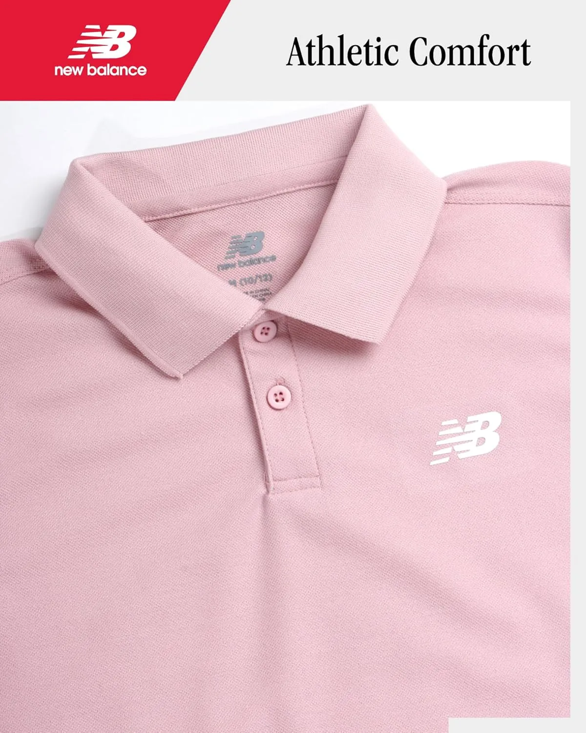 New Balance Boys' Polo T-Shirt - Short Sleeve Dry Fit Shirt for Boys' - Performance Collared Golf Shirt (8-20)