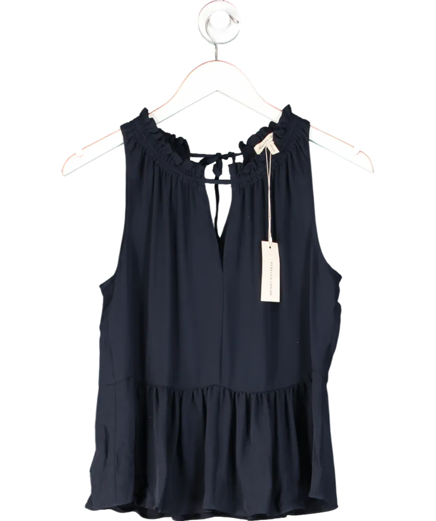 Rebecca Taylor Blue 100% Silk Peplum Top UK S