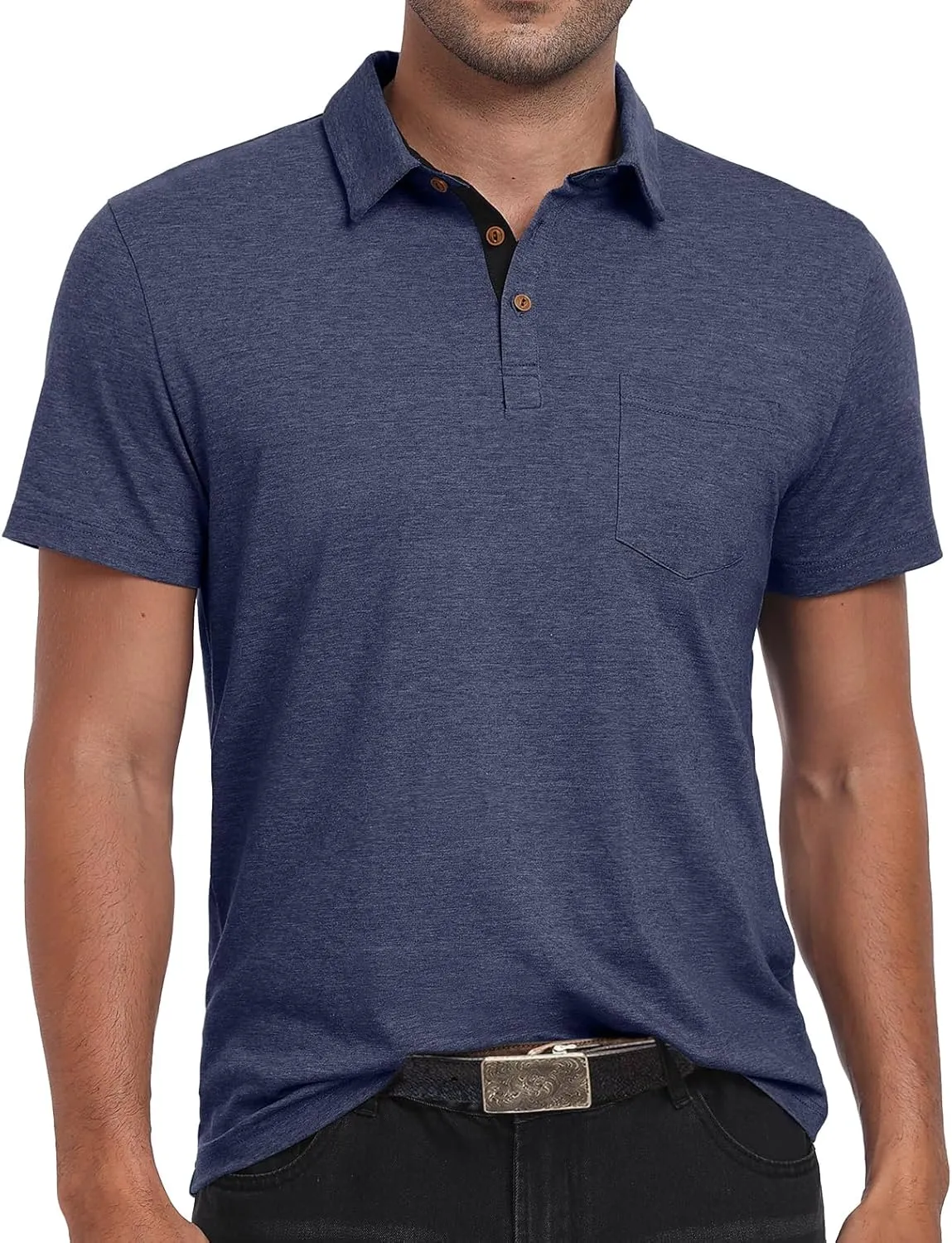 Sailwind Men's Cotton Polo Shirts Short Sleeve Casual Summer Shirts Classic Collared Golf Shirt with Pocket