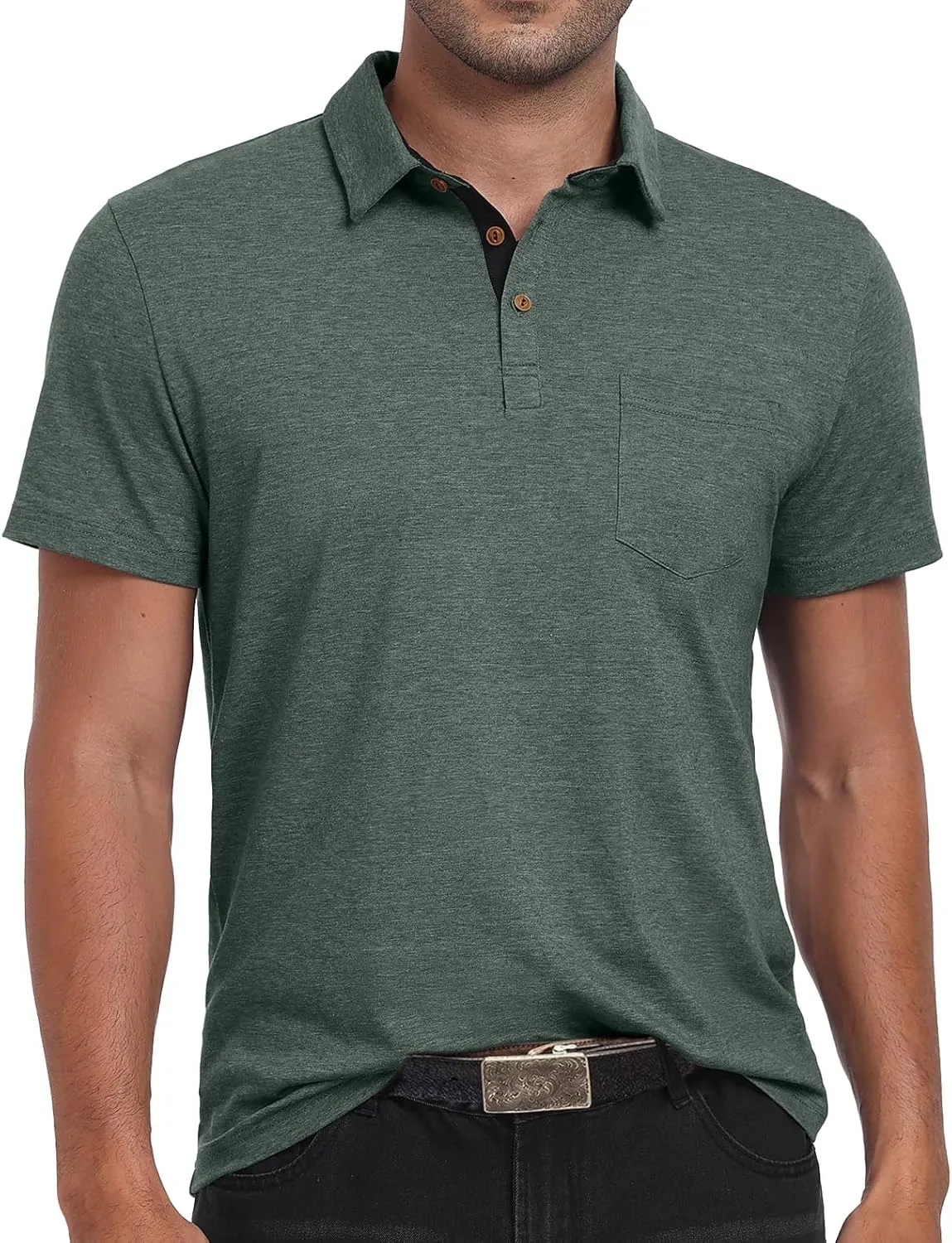 Sailwind Men's Cotton Polo Shirts Short Sleeve Casual Summer Shirts Classic Collared Golf Shirt with Pocket