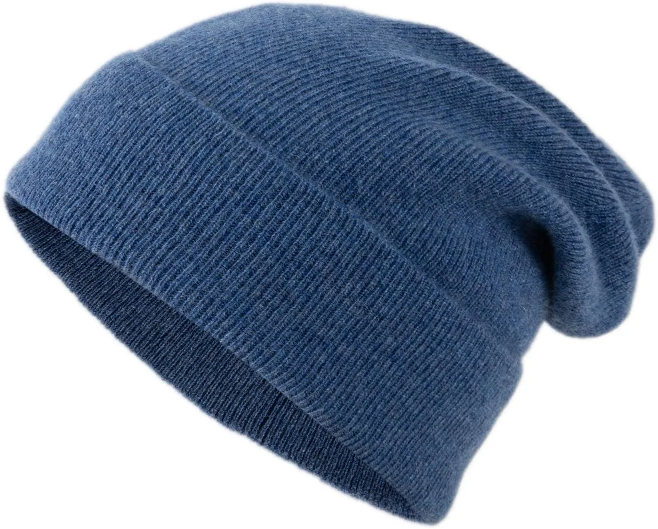 Unisex 100% Pure Cashmere Beanie, Ribbed Cuffed Hat Warm Soft with Gift Box for Women and Men