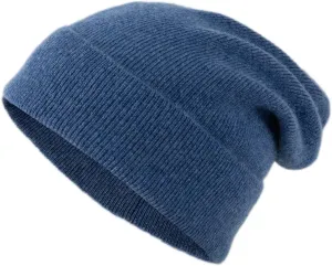 Unisex 100% Pure Cashmere Beanie, Ribbed Cuffed Hat Warm Soft with Gift Box for Women and Men