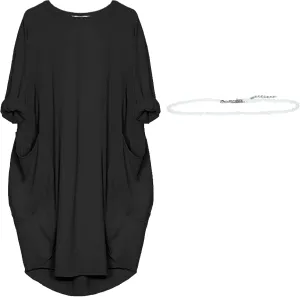 Women Crew Neck T Shirt Dress Loose Casual Plus Size Midi Dress with Pockets